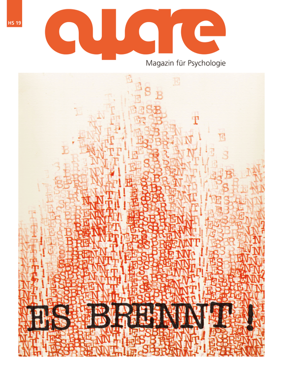 Cover der Ausgabe HS 19 (Ein Feuer aus Wörtern brennt auf dem Cover. In Grooßbuchstaben: "Es brennt!".)