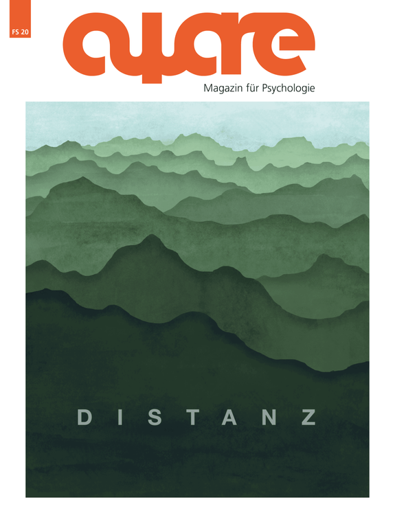 Cover der Ausgabe FS 20 (Illustration einer unendlich wirkenden Gebirgskette in Grüntönen. Die Überschrift lautet "Distanz".)